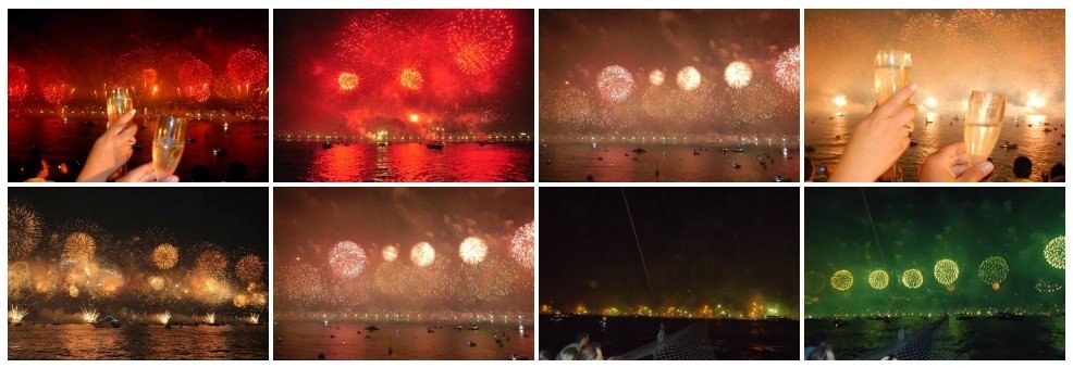 Queima de fogos vista do barco