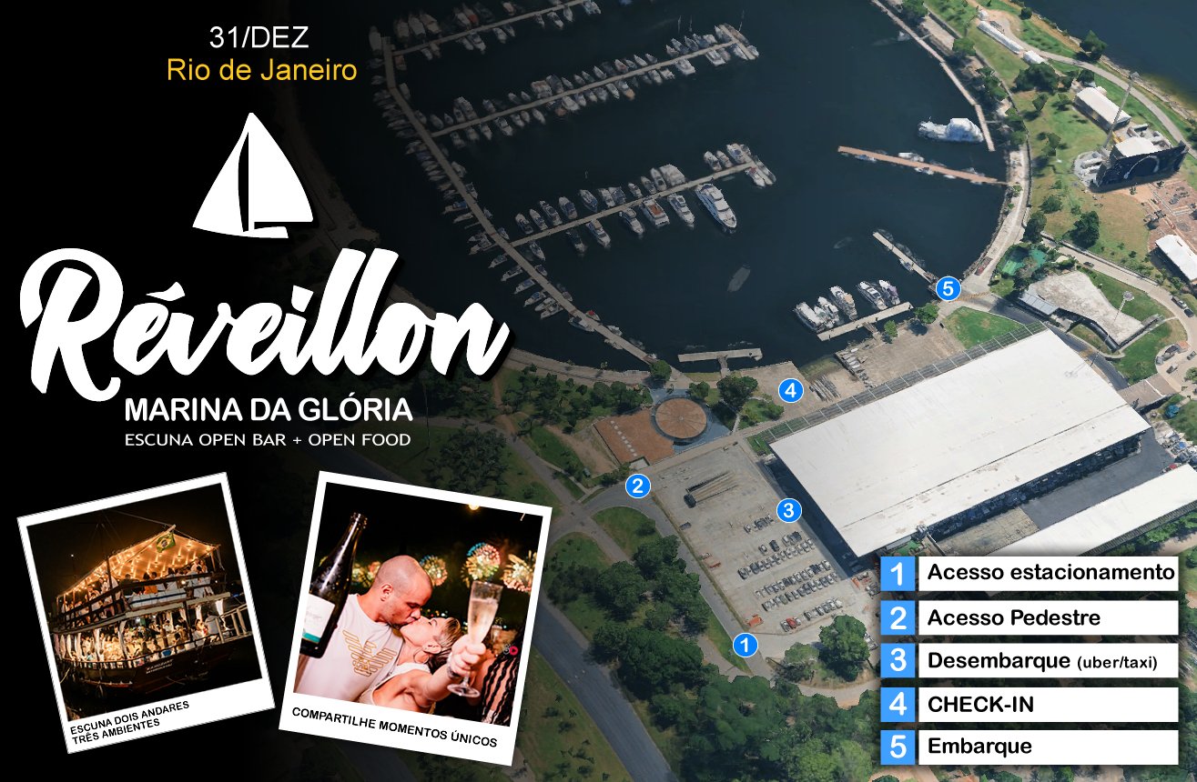 Mapa de check-in e embarque da Marina da Glória
